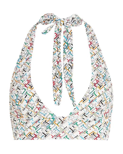 Tommy Hilfiger Blue Logo-Print Bikini Top