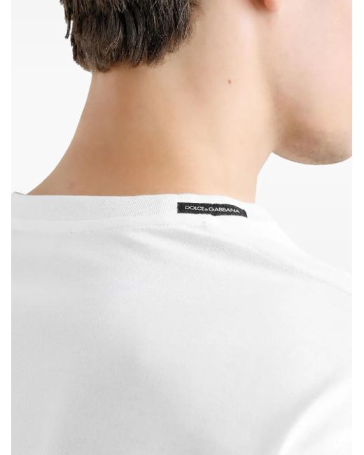 T-Shirt À Patch Logo Dolce & Gabbana pour homme en coloris White