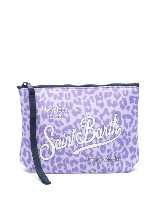 Mc2 Saint Barth Purple Aline Leopard-print Wash Bag