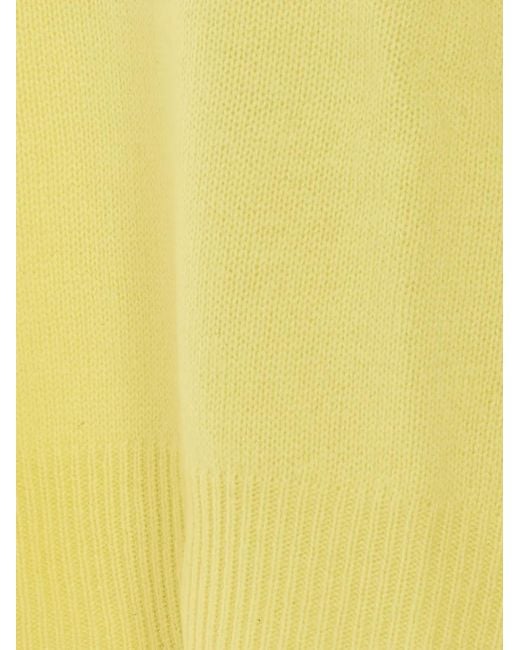 Allude Yellow Crew-Neck Long-Sleeve Sweater
