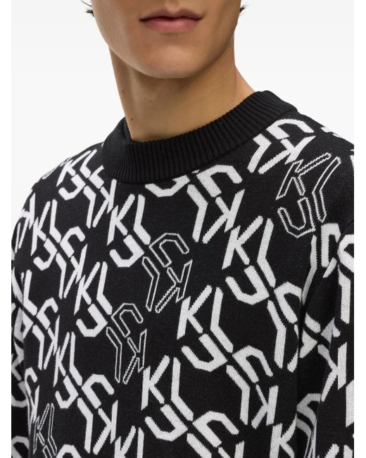 Karl Lagerfeld Black Monogram-Pattern Sweater for men