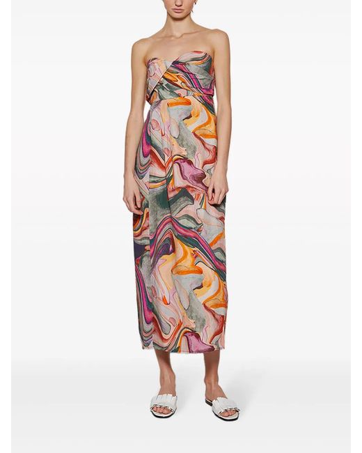 Mara Hoffman Red Yara Abstract-Print Midi Dress