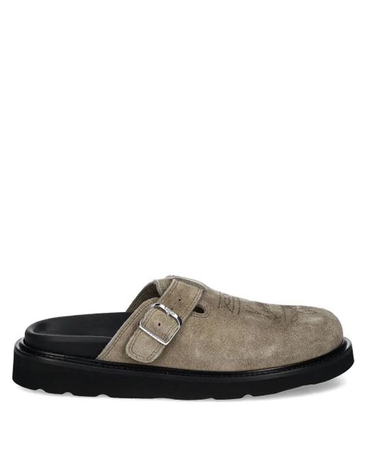 KENZO Gray Matto Buckled-Detail Mules