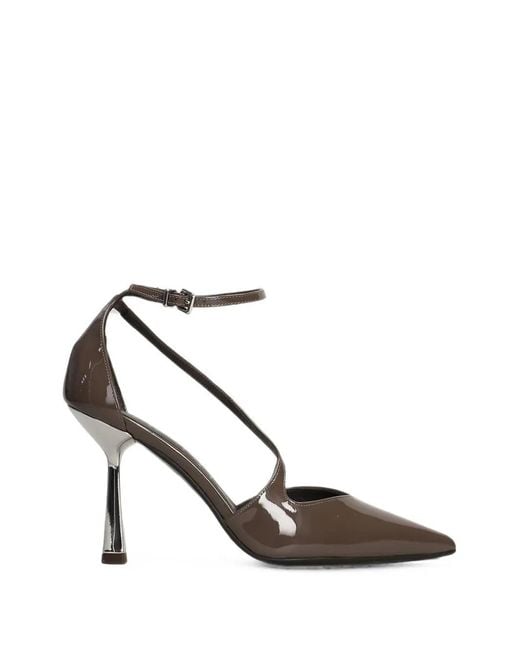 Chantal White Pointed-Toe Buckled Pumps