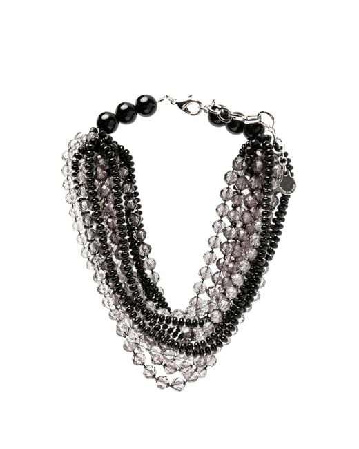 Emporio Armani Black Multi-Strand Beaded Necklace