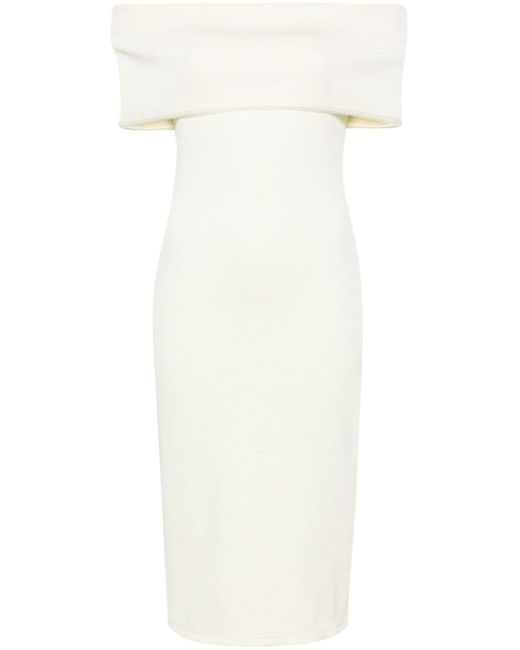Robe mi-longue à épaules dénudées Bottega Veneta en coloris White