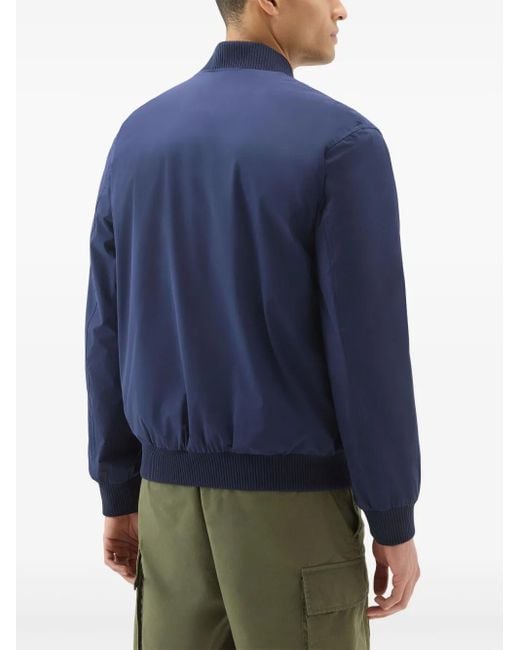 Woolrich Blue Logo-Appliqué Bomber Jacket for men