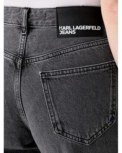 Karl Lagerfeld Black Logo-Patch Wide-Leg Jeans