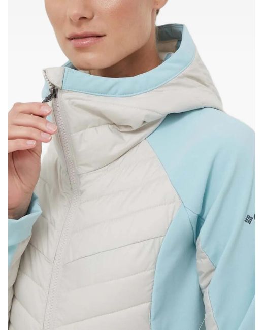 Piumino Trapuntato Con Cappuccio di Columbia in Blue