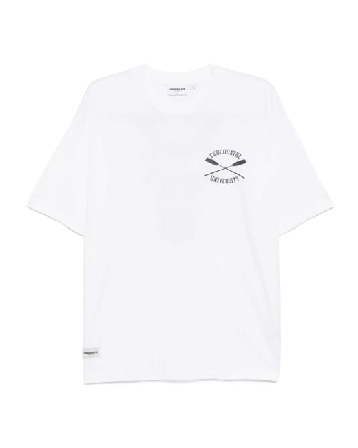 Chocoolate White Logo-Print T-Shirt for men