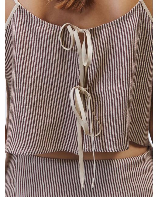 Alysi Natural Striped-Pattern Top