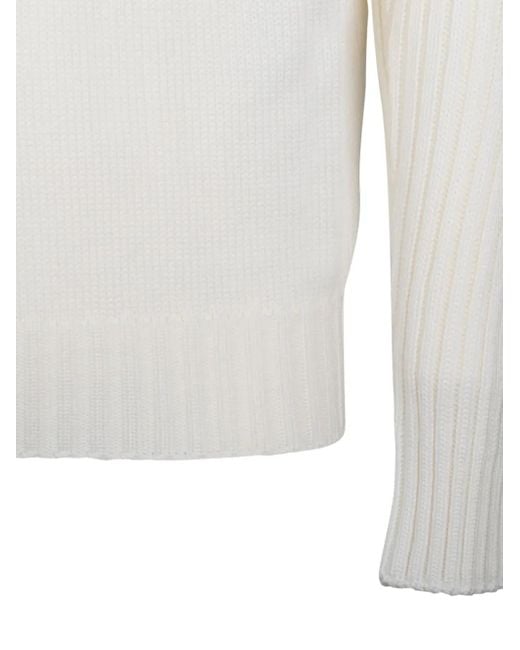 Gran Sasso White Ribbed Turtleneck Sweater for men