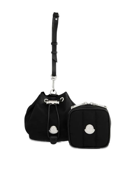 Moncler Black Double-Pouch Logo-Patch Tote Bag