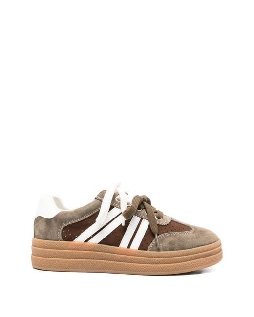 SERGIO MORETTI FIRENZE Brown Panelled Platform Sneakers