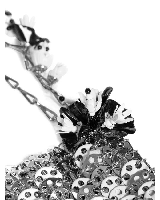 Rabanne White Mini Flower-Embellished Shoulder Bag