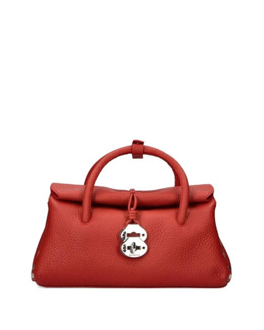 Zanellato Red Small Dotta Top-Handle Studded Tote Bag