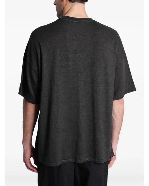 Roberto Collina Black Short-Sleeve Crewneck Linen T-Shirt for men