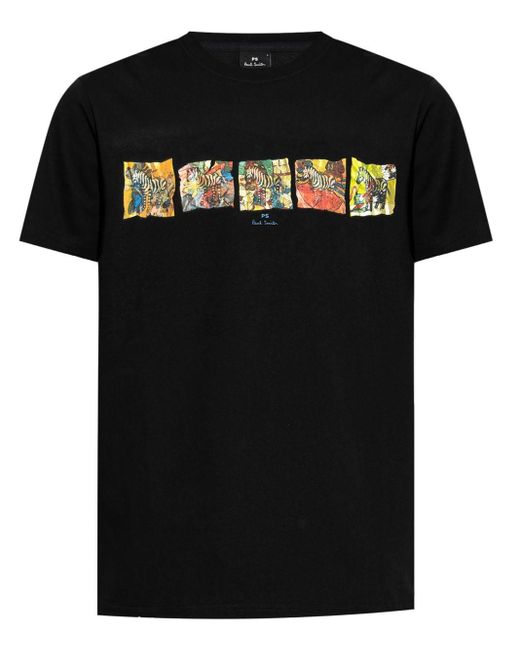 PS by Paul Smith Black Graphic-print Cotton T-shirt for men