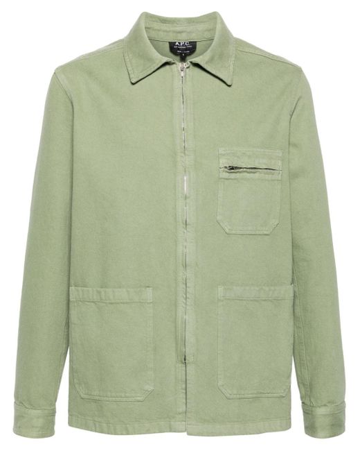 A.P.C. Green Connor Cotton Shirt Jacket for men