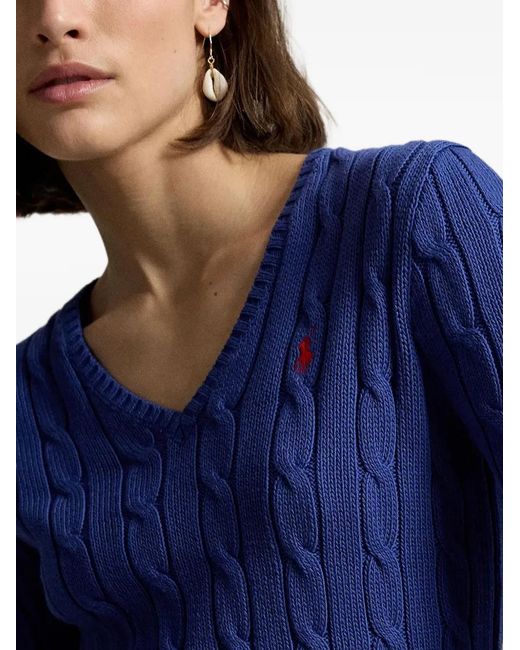 Polo Ralph Lauren Blue Cable-Knit V-Neck Sweater