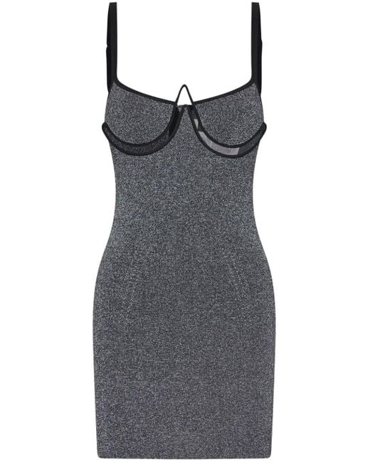 Dion Lee Gray Bustier-style Knitted Minidress