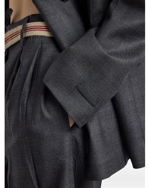 Prada Blue Double-Breasted Checked Wool Jacket