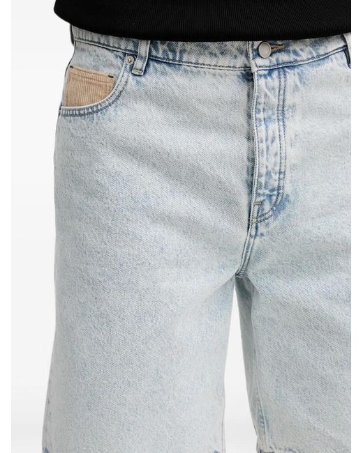 Drole de Monsieur Blue Corduroy-Trim Shorts for men