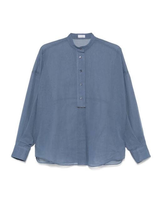 Brunello Cucinelli Blue Cotton Blouse