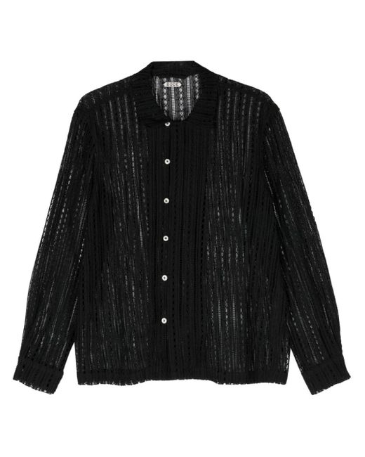 Bode Black Meandering Lace Cotton Shirt for men