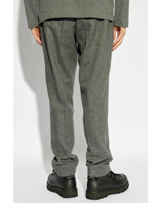 Moncler Green Herringbone Pattern Tailored Trousers for men