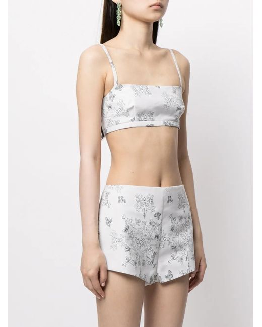 Macgraw White Abbey Printed Crop Top