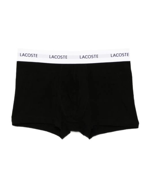 Lacoste Black Logo-Waistband Stretch Trunks (Set Of Three) for men