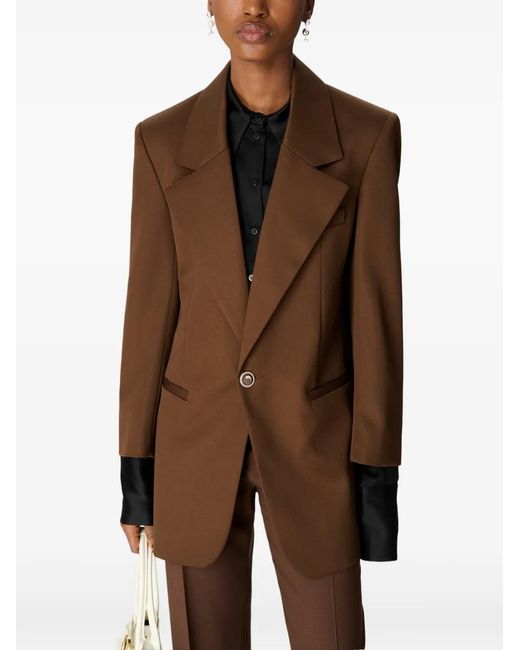 MARINE SERRE Brown Blazer En Laine À Coupe Ample