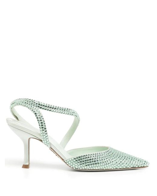 Rene Caovilla Green Pumps mit Kristallen 90mm