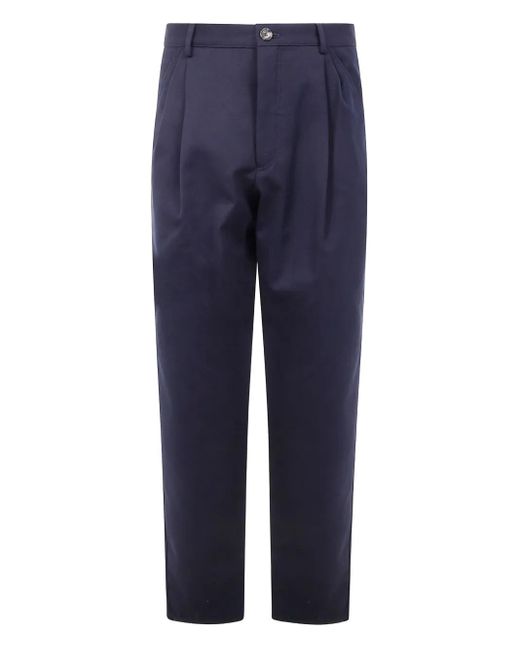 Pantalon En Coton À Design Plissé Brunello Cucinelli pour homme en coloris Blue