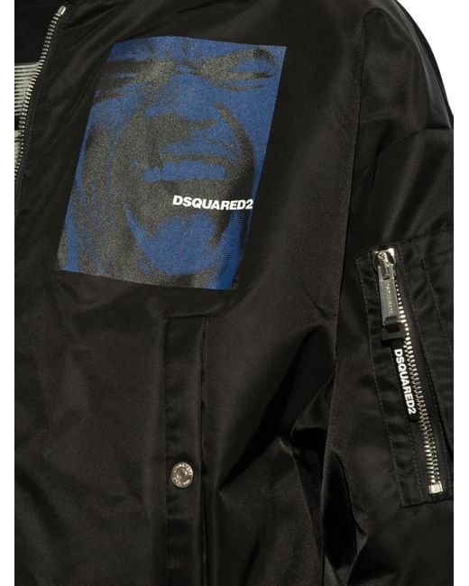 DSquared² Black Logo-Print Bomber Jacket for men