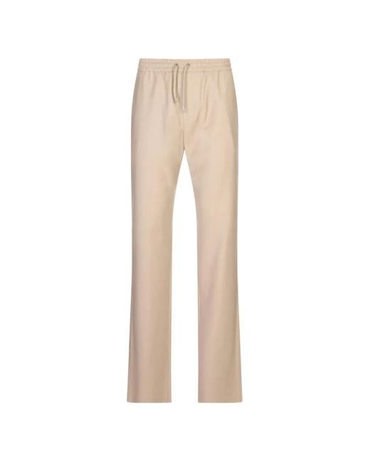 Agnona Natural Drawstring-Waist Straight-Leg Trousers for men