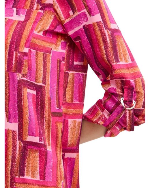 Joseph Ribkoff Pink Geometric-Print Top