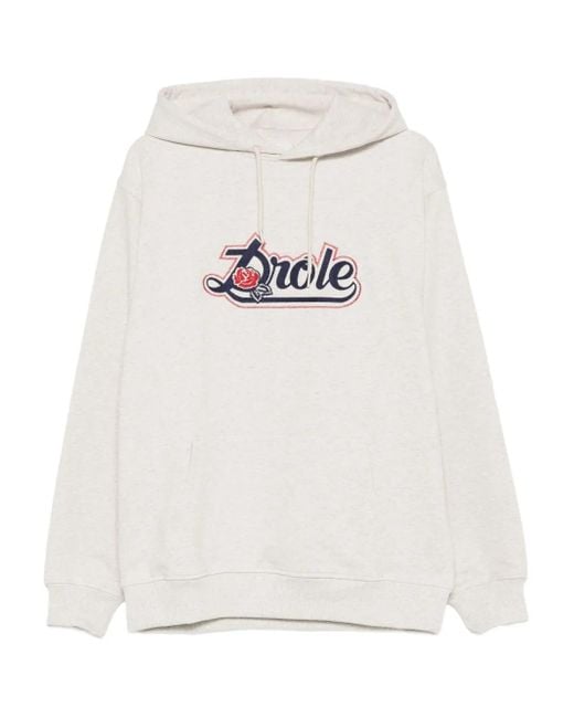 Sudadera con capucha y aplique de rosa Drole de Monsieur de hombre de color White