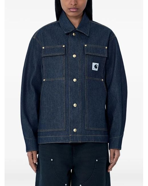 Carhartt Blue Veste En Jean À Poches Boutonnées