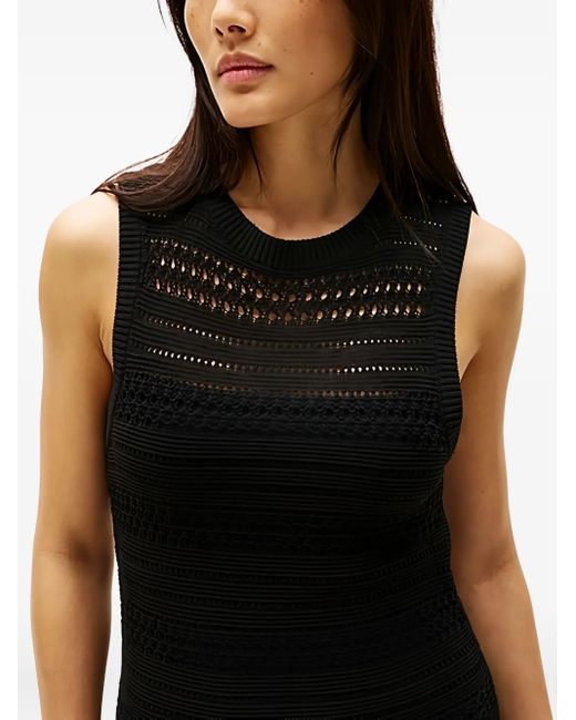 Robe Mi-Longue En Crochet À Design Sans Manches Tommy Hilfiger en coloris Black