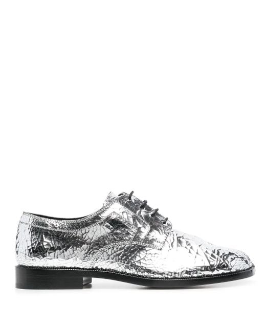 Maison Margiela White Tabi Mirrored Leather Brogues