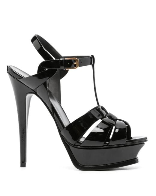 Saint Laurent Black 105Mm Classic Tribute Patent Sandals