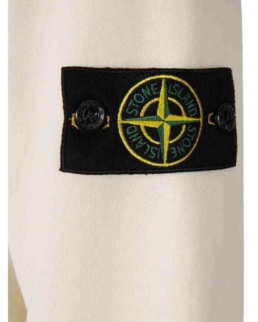 Felpa Con Cappuccio E Motivo Compass di Stone Island in White da Uomo