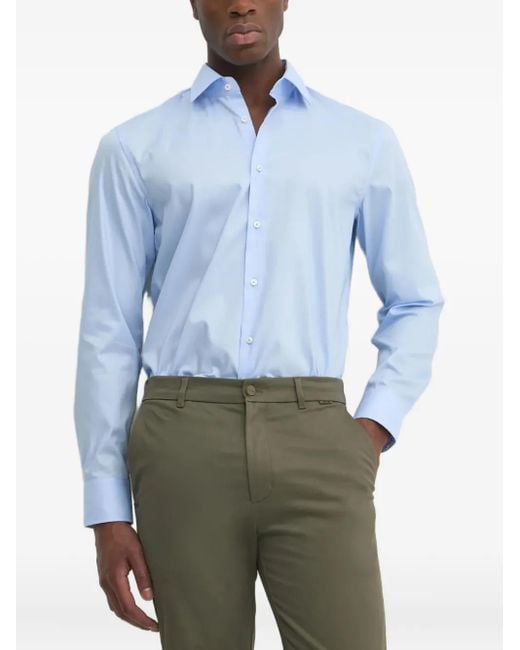 Boss Blue Long-Sleeve Cotton Shirt for men