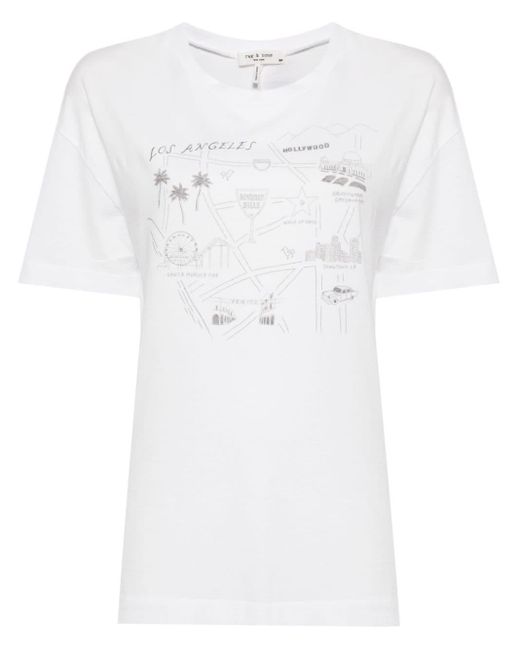 Graphic-print cotton t-shirt di Rag & Bone in White