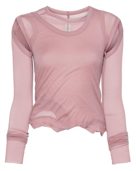 Rick Owens Pink Layered Distressed-effect Top