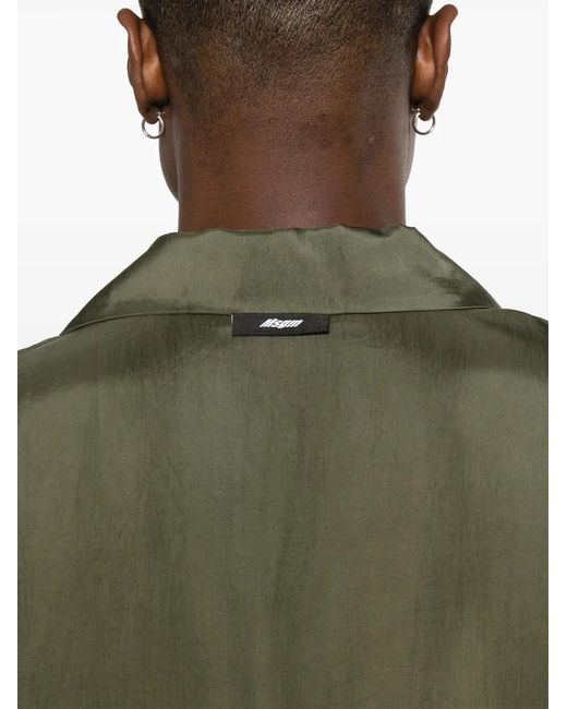 MSGM Green Logo-Embroidered Shirt for men