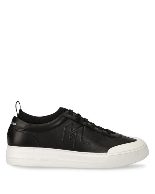 Karl Lagerfeld Black Logo-Debossed Sneakers for men
