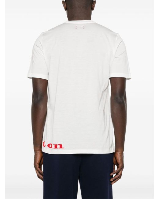 Kiton White Flocked-logo Cotton T-shirt for men